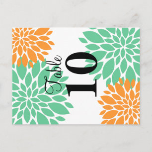 Postal Elegante Mint y Naranja número de tabla de ráfagas