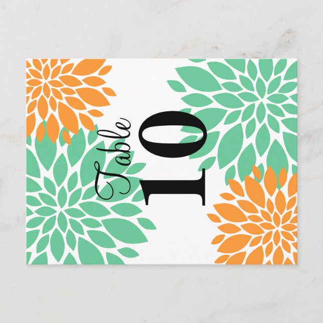 Postal Elegante Mint y Naranja número de tabla de ráfagas (Anverso)