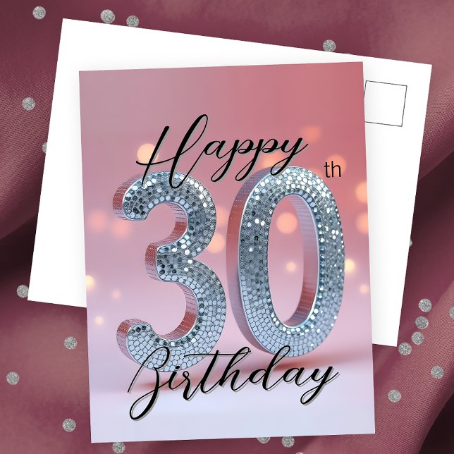 Postal Elegante Moda de vidrio rosa y plata esparcido 30 (Subido por el creador)