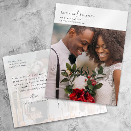 Postal Elegante Moda Script Boda Foto Gracias