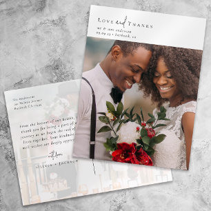 Postal Elegante Moda Script Boda Foto Gracias