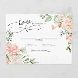 Postal Elegante Moderno Botánico Rubor Floral RSVP