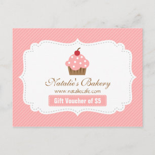 Postal Elegante, moderno, cupcake rosa, vale de panadería