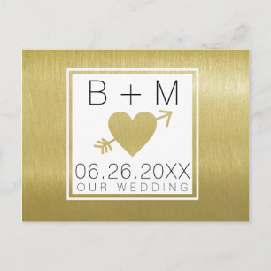 Postal elegante monograma de amor clásico, bodas memorabl