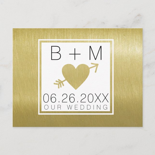 Postal elegante monograma de amor clásico, bodas memorabl (Anverso)