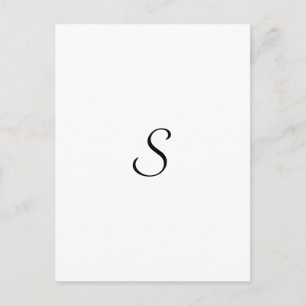 Postal Elegante Monograma Simple en Blanco y Negro