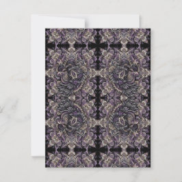 Postal Elegante morado negro batik ravén Tessellación mos
