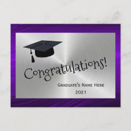 Postal Elegante Morado Plata Felicitaciones Graduación