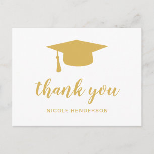 Postal Elegante Mortar Board Gold Graduation Gracias