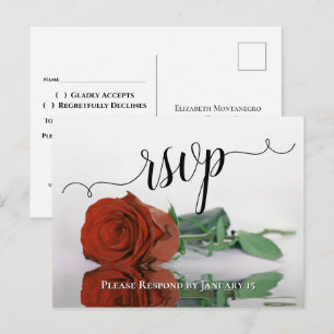 Postal Elegante Naranja reflexivo Rosa de boda RSVP