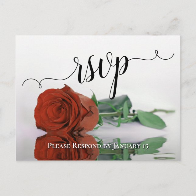 Postal Elegante Naranja reflexivo Rosa de boda RSVP (Anverso)