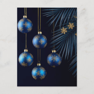 Postal Elegante Navidad Azul de Invierno Lujo Festivo Vac