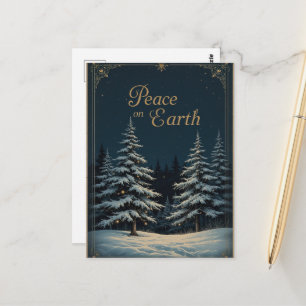 Postal Elegante Navidad azul oscuro y Paz radiante