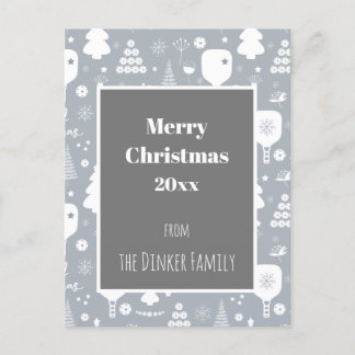 Postal Elegante Navidad blanca y gris Feliz