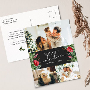 Postal Elegante Navidad Botánica Gris en Navidad