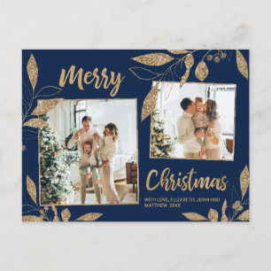 Postal Elegante Navidad Botánico de Oro de la Marina 2