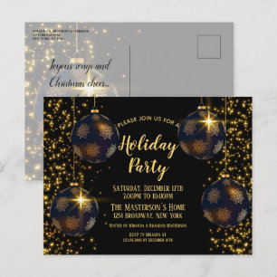 Postal Elegante Navidad de Baudibles de Oro Negro Invitac