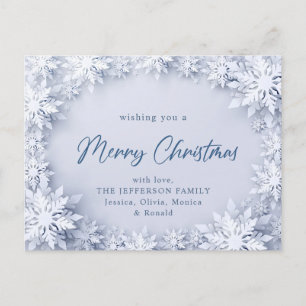 Postal Elegante Navidad de copos de nieve 3D saludo de fe