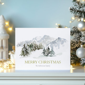 Postal Elegante Navidad de Montaña Invernal