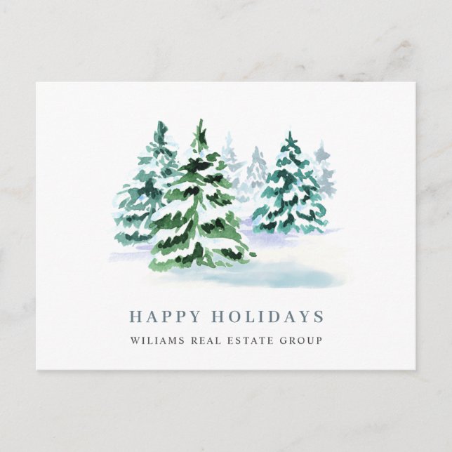 Postal Elegante Navidad de Pino Árbol Saludo Corporativo (Anverso)