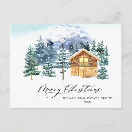 Postal Elegante Navidad de Pino Árbol Saludo Corporativo