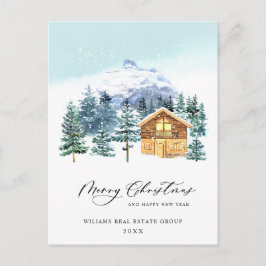 Postal Elegante Navidad de Pino Árbol Saludo Corporativo