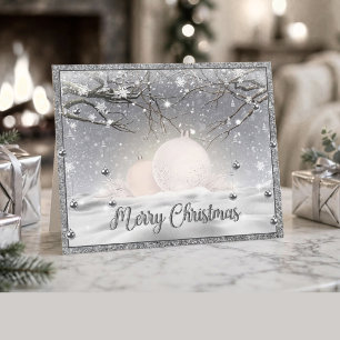 Postal Elegante Navidad Feliz Fiesta de Plata