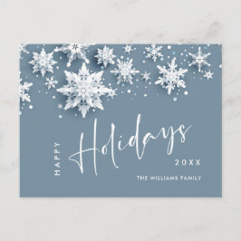 Postal Elegante Navidad moderno con copas de nieve de vac