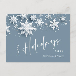 Postal Elegante Navidad moderno con copas de nieve de vac