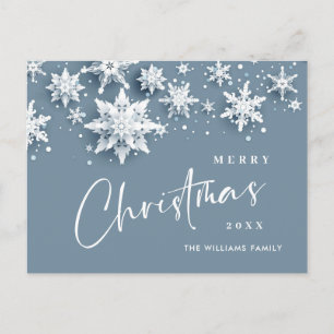 Postal Elegante Navidad moderno con copas de nieve de vac