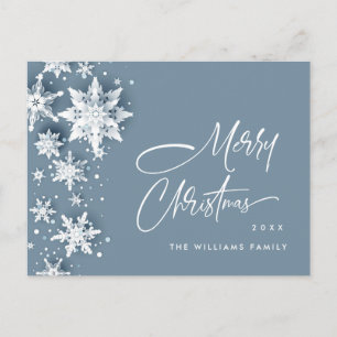 Postal Elegante Navidad moderno con copas de nieve de vac