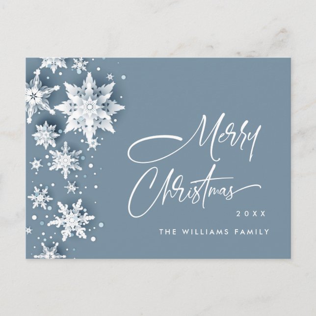 Postal Elegante Navidad moderno con copas de nieve de vac (Anverso)