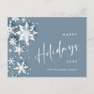 Postal Elegante Navidad moderno con copas de nieve de vac
