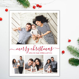 Postal Elegante Navidades de Collage de fotos de guión ro