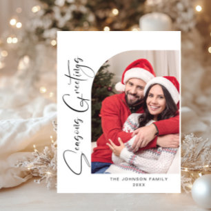 Postal Elegante Navidades de fotografía navideña saludand