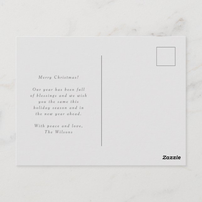 Postal Elegante Navidades de guiones bendiciendo vacacion (Reverso)