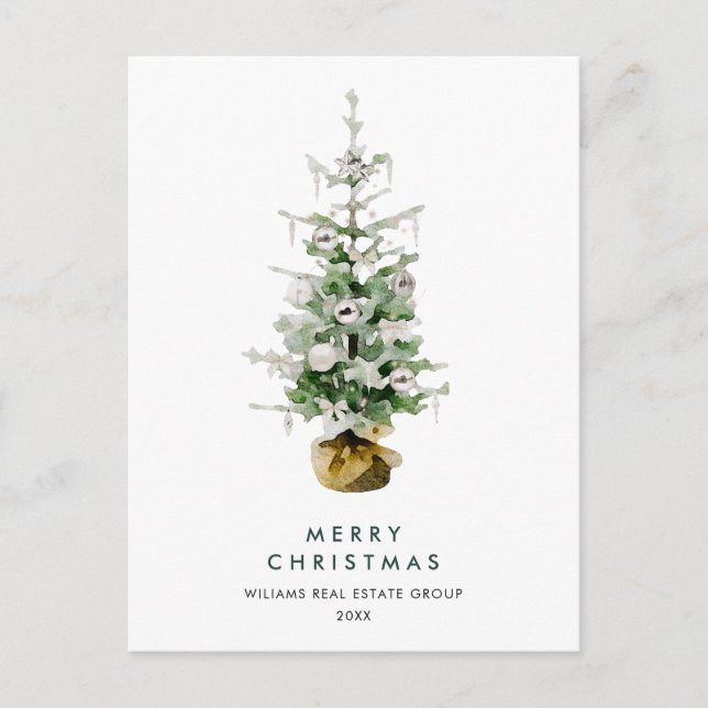 Postal Elegante Navidades de pino-árbol feriado (Anverso)