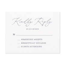 Elegante Navy Blue Modern Wedding Minimal RSVP