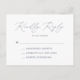 Postal Elegante Navy Blue Modern Wedding Minimal RSVP