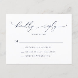 Postal Elegante Navy Blue Modern Wedn Minimal Boda RSVP P