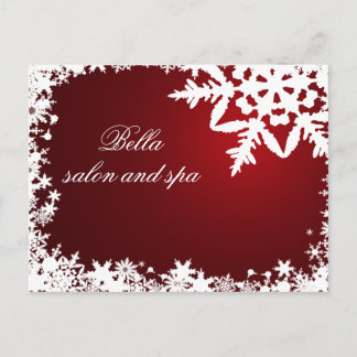 Postal elegante negocio de copos de nieve rojos Gracias C