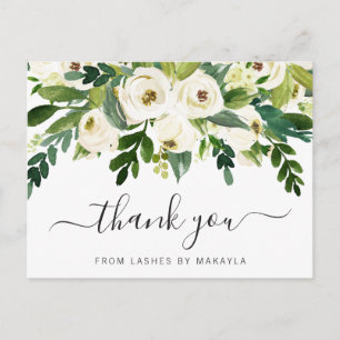 Postal Elegante negocio floral y verde gracias