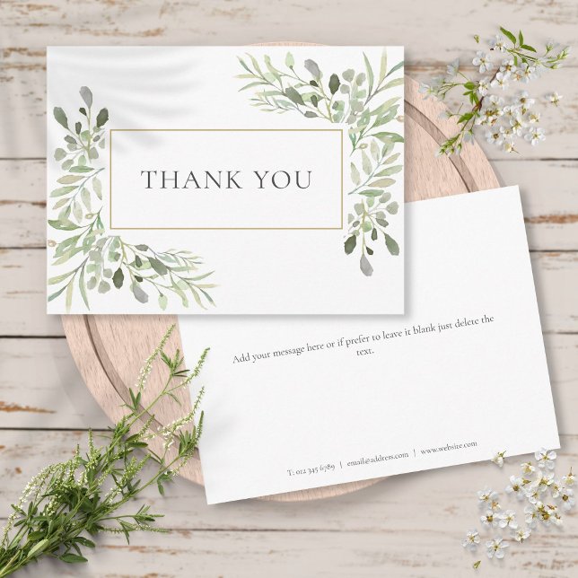 Postal Elegante Negocio Gracias A La Verdor Botánica (Elegant Business Thank You Botanical Greenery Postcard)