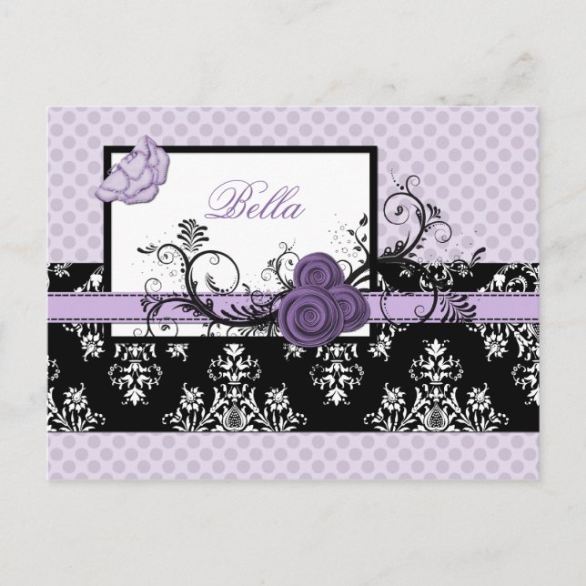 Postal elegante negocio morado floral Gracias Cartas (Anverso)