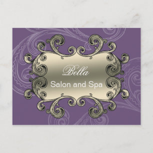 Postal elegante negocio morado floreciente GraciasTarjeta