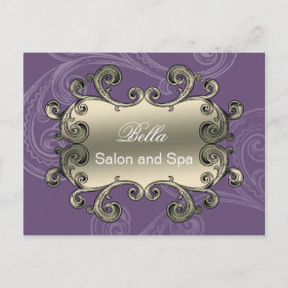 Postal elegante negocio morado floreciente GraciasTarjeta