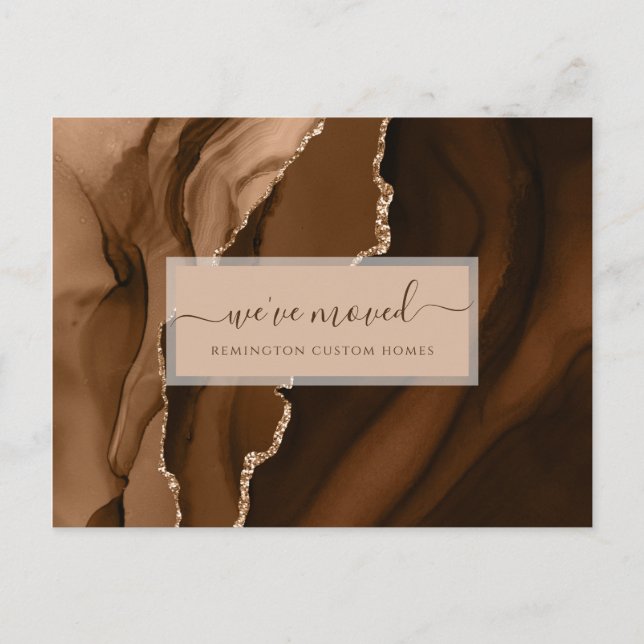 Postal Elegante negocio nos hemos mudado oro piedra preci (Anverso)