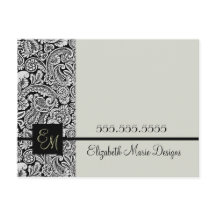 Elegante Negra Damask Monogrammed Business