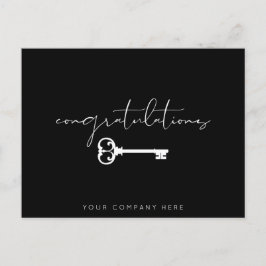 Postal Elegante negro Felicidades Nueva Casa Inmobiliaria