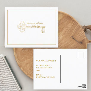 Postal Elegante Nuestra Nueva Dirección Vintage Key Invit